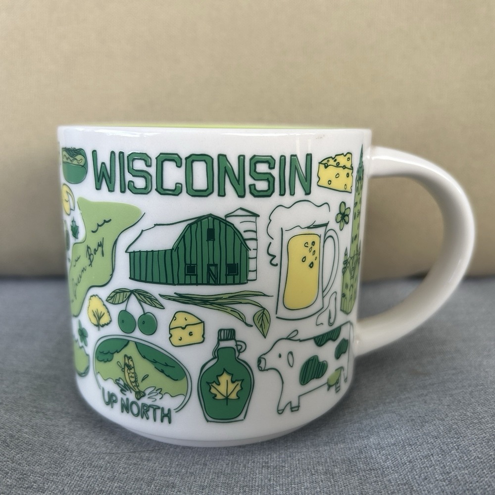 Starbucks Mug WISCONSIN Been There Series Coffee Tea 14oz Beer Cow Cheese 2018